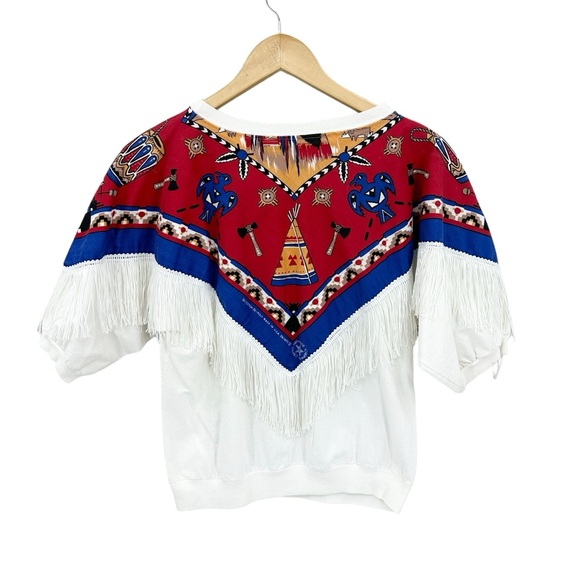 HAZELWOOD CLUB Shirt Phoenix Fringe Aztec Tassel Bead USA Western - Picture 2 of 8